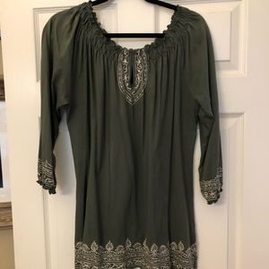 Dk green/cream tunic